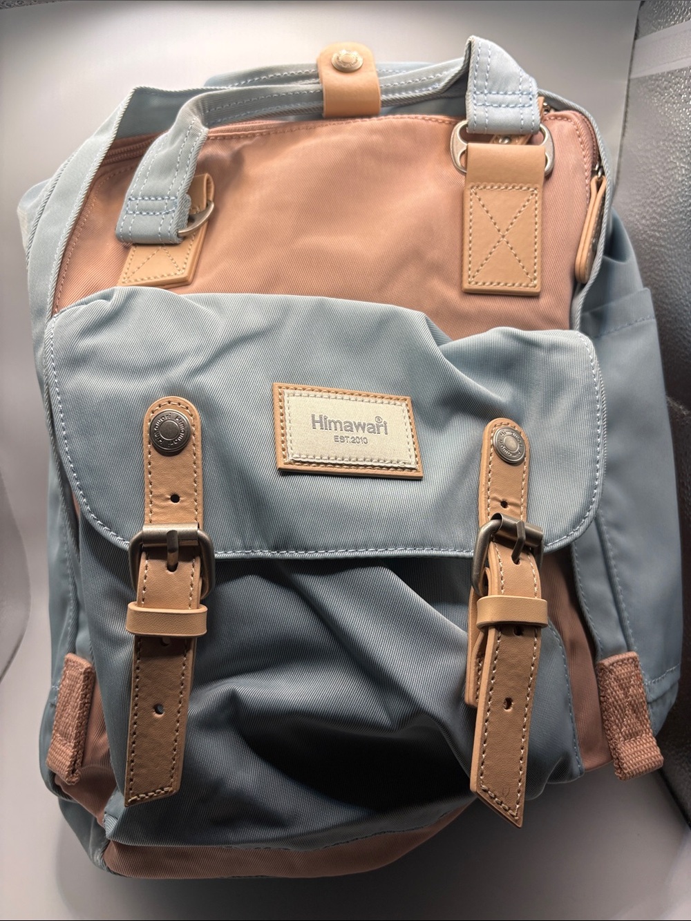 Himawari Women's Two-Tone Light Blue & Tan Backpack